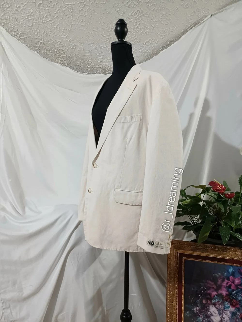 J.Crew Cream Irish Cotton-Linen Blend Ludlow Unstructured Suit Jacket  Size 42R